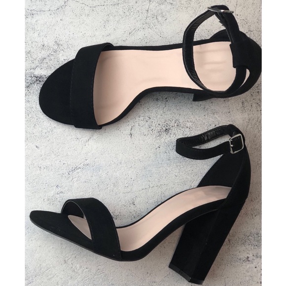 Qupid Shoes - Black Ankle strap heels
